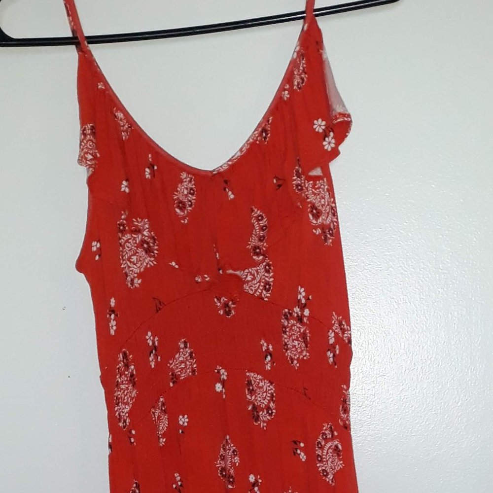 Express Hi Lo Red Paisley Print Dress